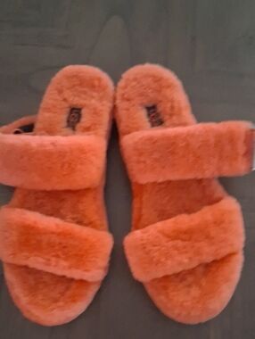 UGG Women's Plush Double-Strap Slide Sandals in Orange